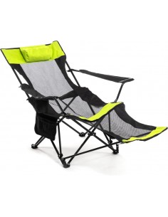 Innovagoods Kampfort Silla Tumbona de Camping Plegable 3 en 1 - Soporta 120Kg - Bolsillo Lateral - Bolsa de Transporte