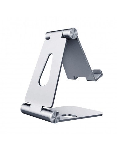 Aisens Soporte de Sobremesa Tamaño M Ajustable (2 Pivotes) para Movil-Tablet - Color Plata