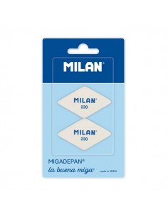 Milan 230 Pack de 2 Gomas de Borrar Romboides - Miga de Pan - Suave Caucho Sintetico - Color Blanco