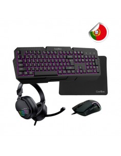 Coolbox Pack Gaming XWING 2 4 en 1 Portugues- Teclado RGB - Raton 7200 DPI - Auriculares RGB USB - Alfombrilla