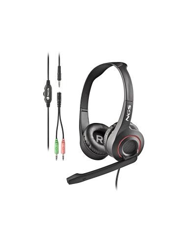 NGS MSX 10 Pro Auriculares con Microfono Plegable - Diadema Ajustable - Almohadillas Acolchadas - Control en Cable - Cable de