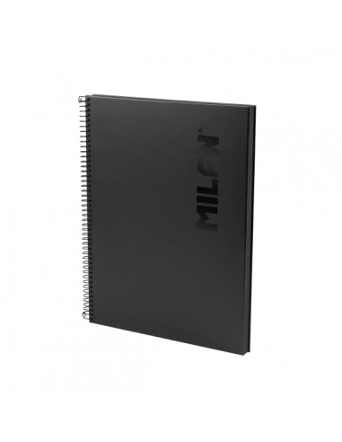 Milan Shadow Cuaderno Espiral Formato A4 Pautado 1 Linea - 80 Hojas de 95 gr m2 Microperforadas y con 4 Taladros - Tapa Dura