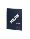 Milan 430 Since 1918 Cuaderno Espiral Formato A4 Doble Pauta 3 5mm - 80 Hojas de 95 gr m2 Microperforadas con 4 Taladros -