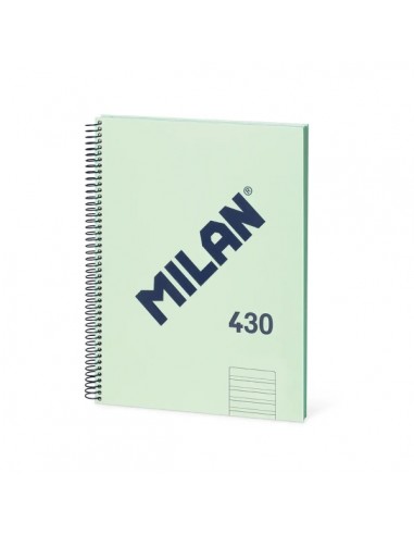 Milan 430 Since 1918 Cuaderno Espiral Formato A4 Doble Pauta 3 5mm - 80 Hojas de 95 gr m2 Microperforadas con 4 Taladros -