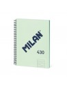 Milan 430 Since 1918 Cuaderno Espiral Formato A4 Doble Pauta 3 5mm - 80 Hojas de 95 gr m2 Microperforadas con 4 Taladros -