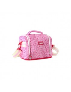 Milan Pink Flowers Bolsa Isotermica Porta Alimentos de 5L - Gran Capacidad - Apertura Total - Bolsillo Interior de Malla -