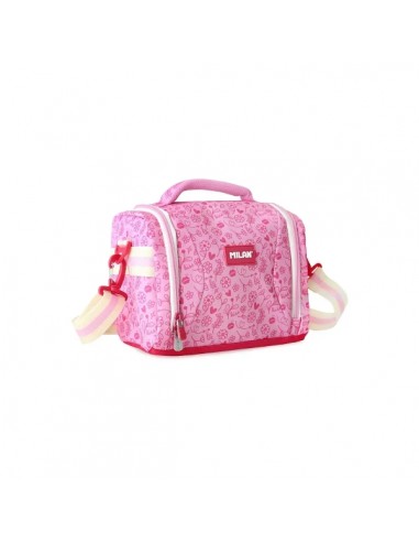 Milan Pink Flowers Bolsa Isotermica Porta Alimentos de 5L - Gran Capacidad - Apertura Total - Bolsillo Interior de Malla -