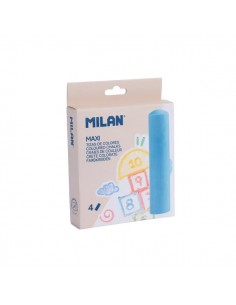 Milan Pack de 4 Tizas Redondas Maxi Ã¸ 2 4cm - Antipolvo - No Contienen Caseina - Colores Surtidos