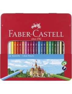 Faber-Castell Classic Colour Caja Metalica con 24 Lapices de Colores Hexagonales - Resistencia a la Rotura - Colores Surtidos