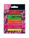 Faber-Castell Textliner 46 Ed. Genz Superfluorescente Pack de 4 Marcadores Fluorescentes - Punta Biselada - Trazo entre 1mm y