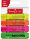 Faber-Castell Textliner 46 Superfluorescente Pack de 4 Marcadores Fluorescentes - Punta Biselada - Trazo entre 1mm y 5mm -