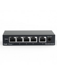Ruijie RG-ES105GD Switch No Gestionado - 5 Puertos - Velocidad hasta 1Gbps - Carcasa en Acero - Color Negro