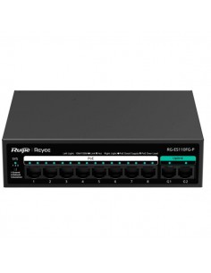Ruijie RG-ES110FG-P Switch - 8 Puertos Ethernet hasta 100Mbps - 8 Puertos Uplink hasta 1Gbps - PoE PoE-hasta 110W - Carcasa