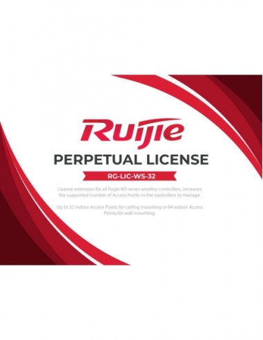 Ruijie RG-LIC-WS-32 Licencia Software - 32 Puntos de Acceso Gestionados o 64 Puntos de Acceso de Pared - Gestion Centralizada