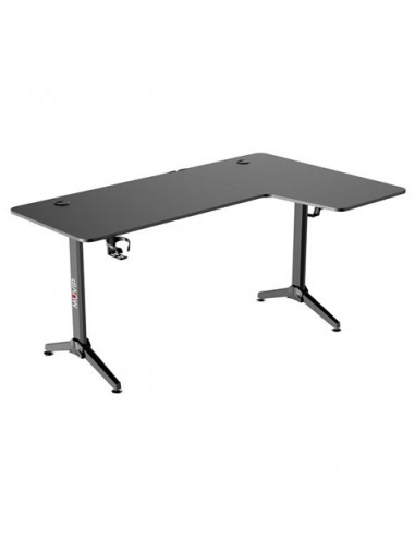 Muvip PRO1300 Mesa Gaming Fibra de Carbono en L Derecha - Solida - Gran Superficie - Portavasos - Gancho para Auriculares -