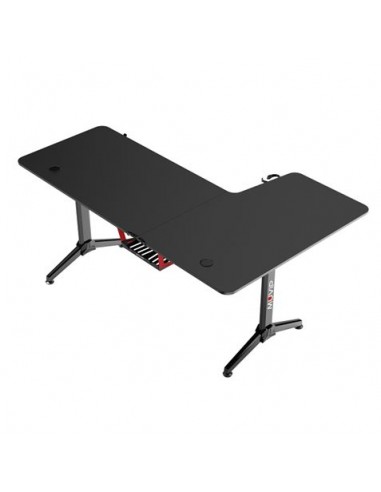 Muvip PRO1300 Mesa Gaming Fibra de Carbono en L Izquierda - Solida - Gran Superficie - Portavasos - Gancho para Auriculares -
