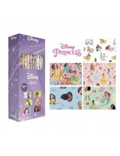 Safta Princesas Disney Expositor con 50 Rollos de Papel Regalo - Medidas del Rollo 70x200cm - 5 Patrones Diferentes -