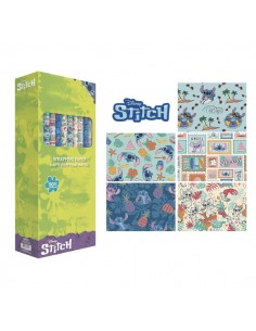 Safta Stitch Waves Expositor con 50 Rollos de Papel Regalo - Medidas del Rollo 70x200cm - 5 Patrones Diferentes -
