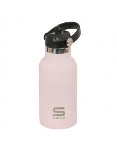 Safta Botella Isotermica Infantil - Capacidad 350ml - Tapon Roscado con Valvula - Base de Silicona - Asa Superior - Acero
