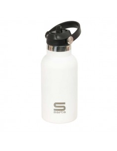 Safta Botella Isotermica Infantil - Capacidad 350ml - Tapon Roscado con Valvula - Base de Silicona - Asa Superior - Acero