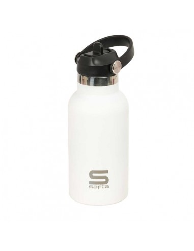 Safta Botella Isotermica Infantil - Capacidad 350ml - Tapon Roscado con Valvula - Base de Silicona - Asa Superior - Acero