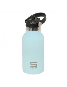 Safta Botella Isotermica Infantil - Capacidad 350ml - Tapon Roscado con Valvula - Base de Silicona - Asa Superior - Acero