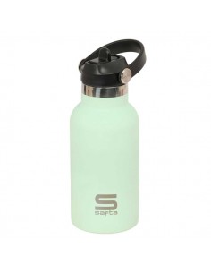Safta Botella Isotermica Infantil - Capacidad 350ml - Tapon Roscado con Valvula - Base de Silicona - Asa Superior - Acero