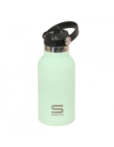 Safta Botella Isotermica Infantil - Capacidad 350ml - Tapon Roscado con Valvula - Base de Silicona - Asa Superior - Acero