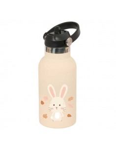 Safta Conejo Botella Isotermica Infantil - Capacidad 350ml - Tapon Roscado con Valvula - Base de Silicona - Asa Superior -