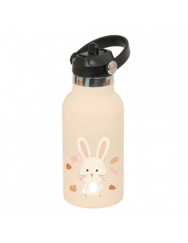 Safta Conejo Botella Isotermica Infantil - Capacidad 350ml - Tapon Roscado con Valvula - Base de Silicona - Asa Superior -