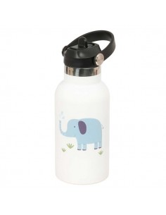 Safta Elefante Botella Isotermica Infantil - Capacidad 350ml - Tapon Roscado con Valvula - Base de Silicona - Asa Superior -