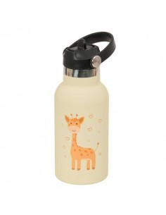 Safta Jirafa Botella Isotermica Infantil - Capacidad 350ml - Tapon Roscado con Valvula - Base de Silicona - Asa Superior -