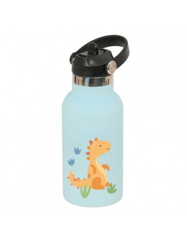 Safta Dino Botella Isotermica Infantil - Capacidad 350ml - Tapon Roscado con Valvula - Base de Silicona - Asa Superior -