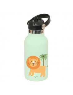 Safta Leon Botella Isotermica Infantil - Capacidad 350ml - Tapon Roscado con Valvula - Base de Silicona - Asa Superior -