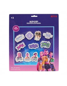 Safta K-Pop Demon Hunters Pack de 10 Gomas de Borrar - 10 Motivos Diferentes - Presentado en Blister - 25x30cm - Multicolor