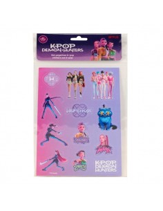 Safta K-Pop Demon Hunters Pack de 12 Pegatinas - 12 Motivos Diferentes - Presentado en Blister - 10.5x14.8cm - Multicolor