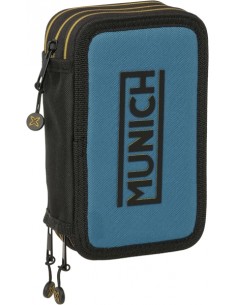 Safta Munich Plumier de 3 Pisos - 37 Piezas - Goma - Lapiz - 2 Boligrafos - Sacapuntas - 2 Reglas - 16 Colores - 14