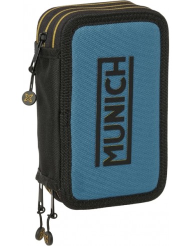 Safta Munich Plumier de 3 Pisos - 37 Piezas - Goma - Lapiz - 2 Boligrafos - Sacapuntas - 2 Reglas - 16 Colores - 14
