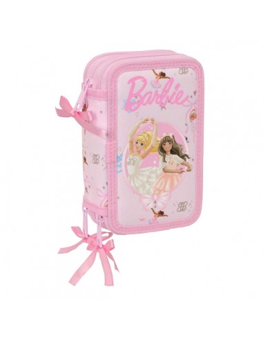 Safta Barbie Ballet Plumier de 3 Pisos - 37 Piezas - Goma - Lapiz - 2 Boligrafos - Sacapuntas - 2 Reglas - 16 Colores - 14