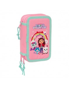 Safta Gabby's Dollhouse Plumier de 3 Pisos - 37 Piezas - Goma - Lapiz - 2 Boligrafos - Sacapuntas - 2 Reglas - 16 Colores -
