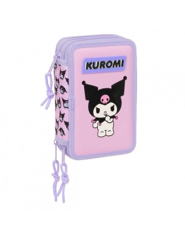Safta Kuromi Plumier de 3 Pisos - 37 Piezas - Goma - Lapiz - 2 Boligrafos - Sacapuntas - 2 Reglas - 16 Colores - 14