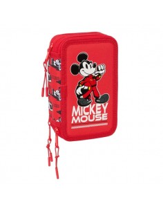 Safta Mickey and Friends Racing Plumier de 3 Pisos - 37 Piezas - Goma - Lapiz - 2 Boligrafos - Sacapuntas - 2 Reglas - 16