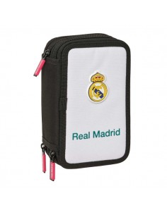 Safta Real Madrid Equipacion 26 27 Plumier de 3 Pisos - 37 Piezas - Goma - Lapiz - 2 Boligrafos - Sacapuntas - 2 Reglas - 16