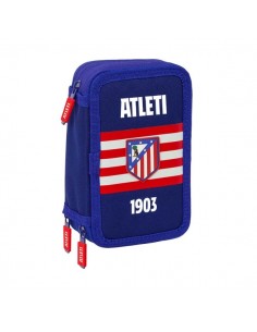 Safta Atletico de Madrid Plumier de 3 Pisos - 37 Piezas - Goma - Lapiz - 2 Boligrafos - Sacapuntas - 2 Reglas - 16 Colores -