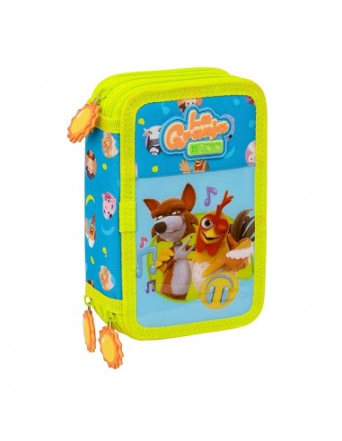 Safta la Granja de Zenon Plumier de 3 Pisos - 37 Piezas - Goma - Lapiz - 2 Boligrafos - Sacapuntas - 2 Reglas - 16 Colores -
