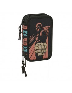 Safta Mandalorian and Grogu Plumier de 3 Pisos - 37 Piezas - Goma - Lapiz - 2 Boligrafos - Sacapuntas - 2 Reglas - 16 Colores