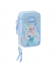 Safta Frozen Plumier de 3 Pisos - 37 Piezas - Goma - Lapiz - 2 Boligrafos - Sacapuntas - 2 Reglas - 16 Colores - 14