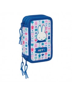 Safta Miffy Bunny Plumier de 3 Pisos - 37 Piezas - Goma - Lapiz - 2 Boligrafos - Sacapuntas - 2 Reglas - 16 Colores - 14
