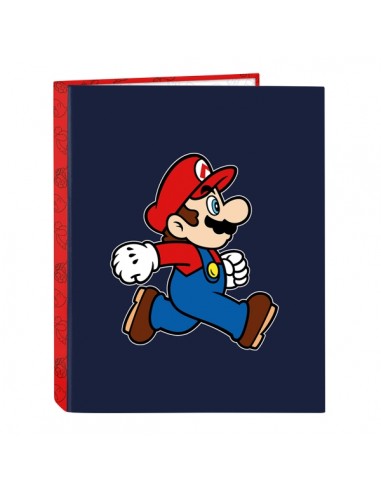Safta Super Mario Trick Carpeta de 4 Anillas de 25mm - Formato Folio - Tapas Duras Forradas - 26.5x33x4cm - Color Rojo
