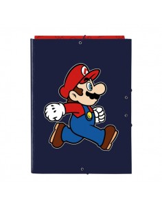 Safta Super Mario Trick Carpeta de 3 Solapas - Formato Folio - Cierre con Gomas Elasticas - Tapas Duras Forradas -